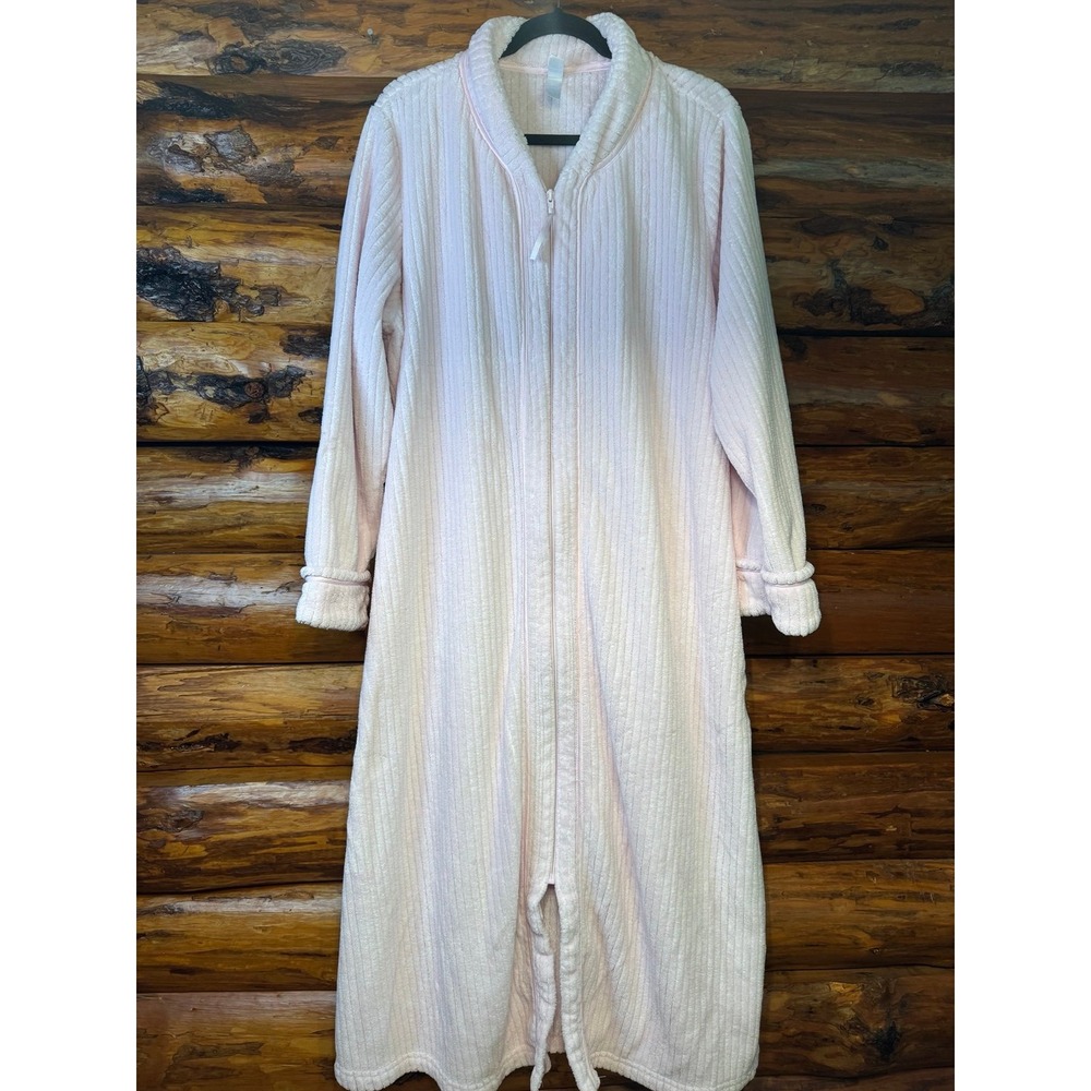 Simply Basic Pink Plush Zipper Robe Size 2XL